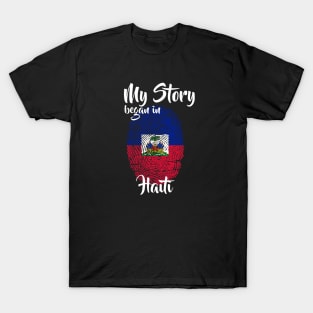 Haiti Flag Fingerprint My Story DNA Haitian T-Shirt